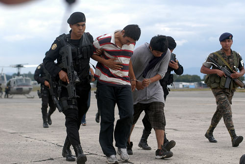 Captured drug traffickers, Guatemala