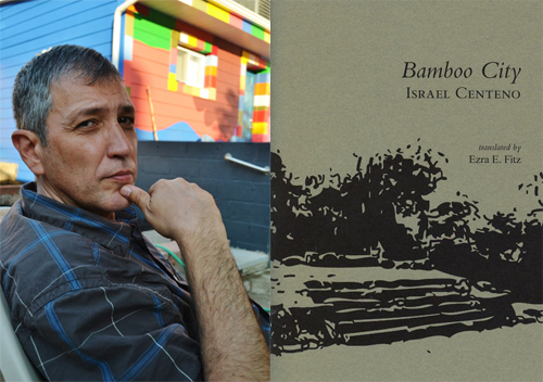 (L) Venezuelan writer Israel Centeno at his home on Sampsonia Way. (R) Cover of his latest book, <em>Bamboo City</em>. Photo: Camila Centeno, Wild Age Press