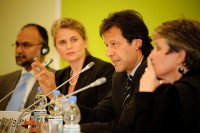 Cricket player turned Pakistani politician Imran Khan (2nd from right) Photograph: Stephan Röh