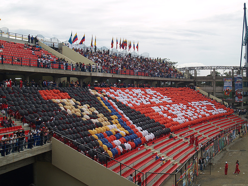 Chavez supporters at a sports event.