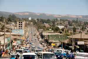 A main street in Addis Ababa, where Ethiopians protesting the government's Master Plan for expansion have been victims of mass killings and arrests. 