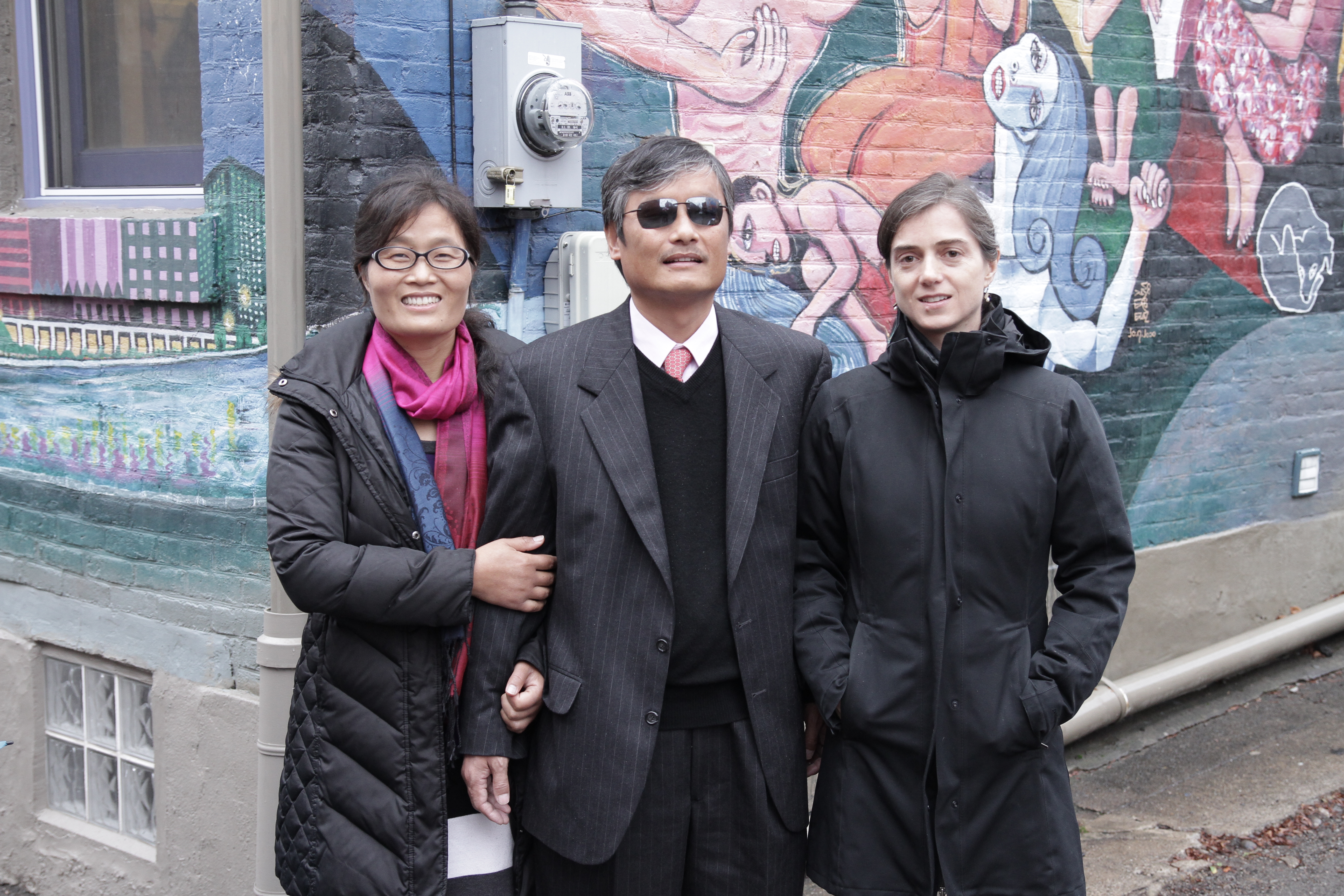 Chen Guangcheng with wife and collaborator Yuan Weijing and translator Danica Mills.