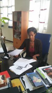 Tsedale Lemma in her office at the Addis Standard.