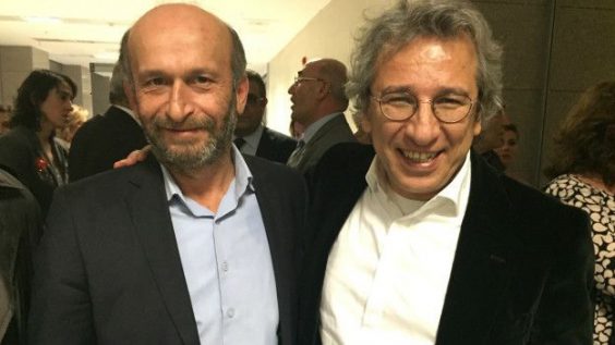 Journalists Can Dündar and Erdem Gül were arrested and charged with espionage in November 2015. Image via Pen International. 